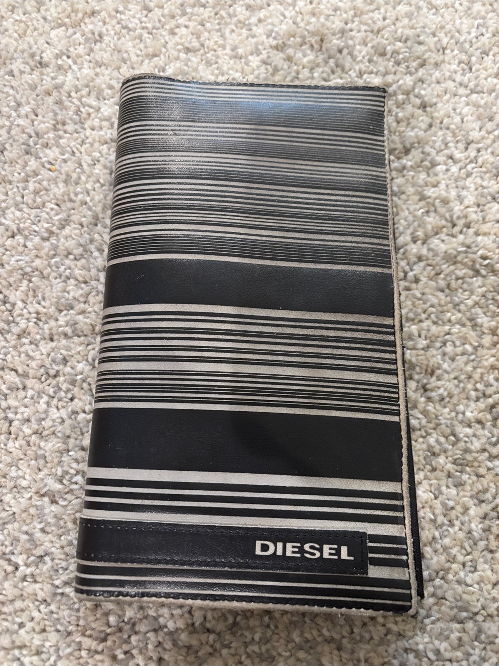 Diesel Black and White Striped Continental Wallet